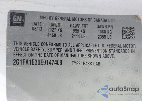 2014 Chevrolet Camaro 2Ls из США, поврежденный, VIN 2G1FA1E30E9147408